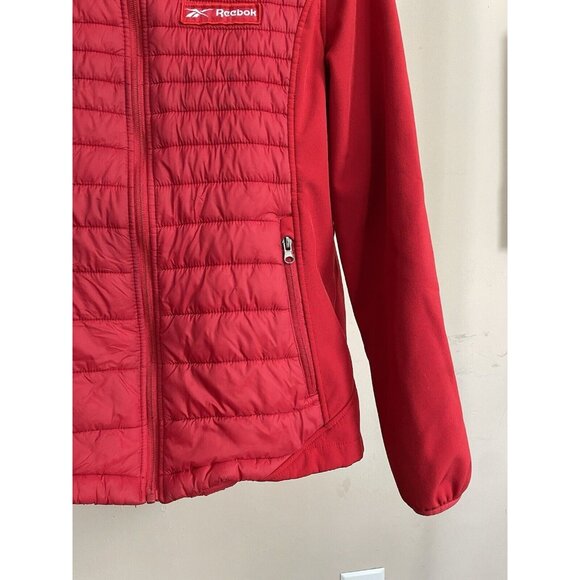 Women's Reebok Slim Fit Puffer Jacket With Insulated Sherpa Hood Size Large  - Picture 3 of 8